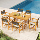 7-Piece Patio Dining Set for 6 People Farmhouse Furniture by LJGDeals