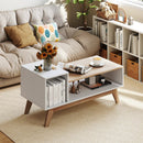 43 Inch Coffee Table with Stepped Tabletop and Storage Compartments-White by LJGDeals