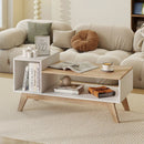 43 Inch Coffee Table with Stepped Tabletop and Storage Compartments-White by LJGDeals