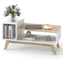 43 Inch Coffee Table with Stepped Tabletop and Storage Compartments-White by LJGDeals