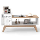 43 Inch Coffee Table with Stepped Tabletop and Storage Compartments-White by LJGDeals