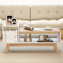 43 Inch Coffee Table with Stepped Tabletop and Storage Compartments-White by LJGDeals