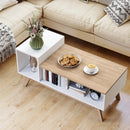 43 Inch Coffee Table with Stepped Tabletop and Storage Compartments-White by LJGDeals