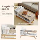 43 Inch Coffee Table with Stepped Tabletop and Storage Compartments-White by LJGDeals