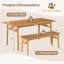 3 Pieces Patio Dining Set Acacia Wood Outdoor Rectangular Picnic Table and 2 Benches by LJGDeals