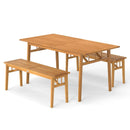 3 Pieces Patio Dining Set Acacia Wood Outdoor Rectangular Picnic Table and 2 Benches by LJGDeals