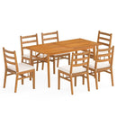 7 Pieces Patio Acacia Wood Dining Set Outdoor Rectangular Table and Chairs Set by LJGDeals