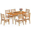 7 Pieces Patio Acacia Wood Dining Set Outdoor Rectangular Table and Chairs Set by LJGDeals