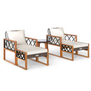 5 Pieces Patio Furniture Set PE Rattan Outdoor Conversation Set with Acacia Wood by LJGDeals