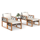 5 Pieces Patio Furniture Set PE Rattan Outdoor Conversation Set with Acacia Wood by LJGDeals