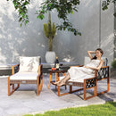 5 Pieces Patio Furniture Set PE Rattan Outdoor Conversation Set with Acacia Wood by LJGDeals