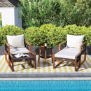 5 Pieces Patio Furniture Set PE Rattan Outdoor Conversation Set with Acacia Wood by LJGDeals