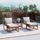 5 Pieces Patio Furniture Set PE Rattan Outdoor Conversation Set with Acacia Wood by LJGDeals
