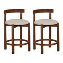 24 Inch Counter Height Bar Stools Set of 2 with Backrests and Footrests-Beige