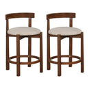 24 Inch Counter Height Bar Stools Set of 2 with Backrests and Footrests-Beige by LJGDeals