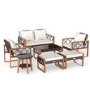 7 Pieces Patio Furniture Set PE Wicker Acacia Wood Outdoor Conversation Set by LJGDeals