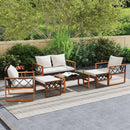 7 Pieces Patio Furniture Set PE Wicker Acacia Wood Outdoor Conversation Set by LJGDeals