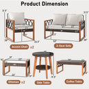 7 Pieces Patio Furniture Set PE Wicker Acacia Wood Outdoor Conversation Set by LJGDeals
