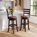 Counter Height Swivel Barstools Set of 2 with Faux Leather Seat and Wrap-around Footrest by LJGDeals