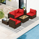 7 Pieces Outdoor Furniture Set with 32 Inch Fire Pit Table and Propane Tank Cover by LJGDeals