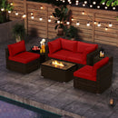 7 Pieces Outdoor Furniture Set with 32 Inch Fire Pit Table and Propane Tank Cover by LJGDeals
