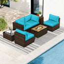 7 Pieces Outdoor Furniture Set with 32 Inch Fire Pit Table and Propane Tank Cover by LJGDeals