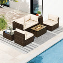 7 Pieces Outdoor Furniture Set with 32 Inch Fire Pit Table and Propane Tank Cover by LJGDeals