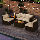7 Pieces Outdoor Furniture Set with 32 Inch Fire Pit Table and Propane Tank Cover by LJGDeals