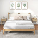 Set of 2 Modern Rattan Nightstand with Drawer and Solid Wood Legs for Bedroom and Living Room-Oak by LJGDeals