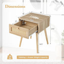 Set of 2 Modern Rattan Nightstand with Drawer and Solid Wood Legs for Bedroom and Living Room-Oak by LJGDeals