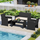 4 Pieces Patio Furniture Set with Tempered Glass Tabletop and Removable Cushion by LJGDeals