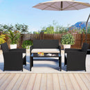 4 Pieces Patio Furniture Set with Tempered Glass Tabletop and Removable Cushion by LJGDeals