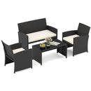4 Pieces Patio Furniture Set with Tempered Glass Tabletop and Removable Cushion by LJGDeals