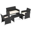 4 Pieces Patio Furniture Set with Tempered Glass Tabletop and Removable Cushion by LJGDeals