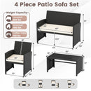 4 Pieces Patio Furniture Set with Tempered Glass Tabletop and Removable Cushion by LJGDeals