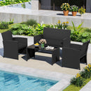 4 Pieces Patio Furniture Set with Tempered Glass Tabletop and Removable Cushion