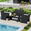 4 Pieces Patio Furniture Set with Tempered Glass Tabletop and Removable Cushion by LJGDeals