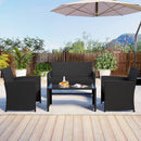 4 Pieces Patio Furniture Set with Tempered Glass Tabletop and Removable Cushion by LJGDeals