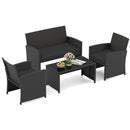 4 Pieces Patio Furniture Set with Tempered Glass Tabletop and Removable Cushion by LJGDeals