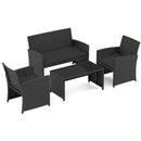 4 Pieces Patio Furniture Set with Tempered Glass Tabletop and Removable Cushion by LJGDeals