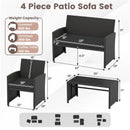 4 Pieces Patio Furniture Set with Tempered Glass Tabletop and Removable Cushion by LJGDeals