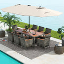 11 Pieces Patio Dining Set with 15 Feet Double-Sided Patio Umbrella Base Included by DirectDeals
