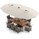 11 Pieces Patio Dining Set with 15 Feet Double-Sided Patio Umbrella Base Included by DirectDeals