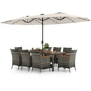 11 Pieces Patio Dining Set with 15 Feet Double-Sided Patio Umbrella Base Included by LJGDeals