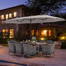 11 Pieces Patio Dining Set with 15 Feet Double-Sided Patio Umbrella Base Included by DirectDeals