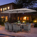 11 Pieces Patio Dining Set with 15 Feet Double-Sided Patio Umbrella Base Included by LJGDeals