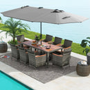 11 Pieces Patio Dining Set with 15 Feet Double-Sided Patio Umbrella Base Included by DirectDeals