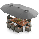 11 Pieces Patio Dining Set with 15 Feet Double-Sided Patio Umbrella Base Included by LJGDeals