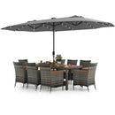 11 Pieces Patio Dining Set with 15 Feet Double-Sided Patio Umbrella Base Included by LJGDeals