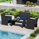4 Pieces Patio Furniture Set with Tempered Glass Tabletop and Removable Cushion by LJGDeals